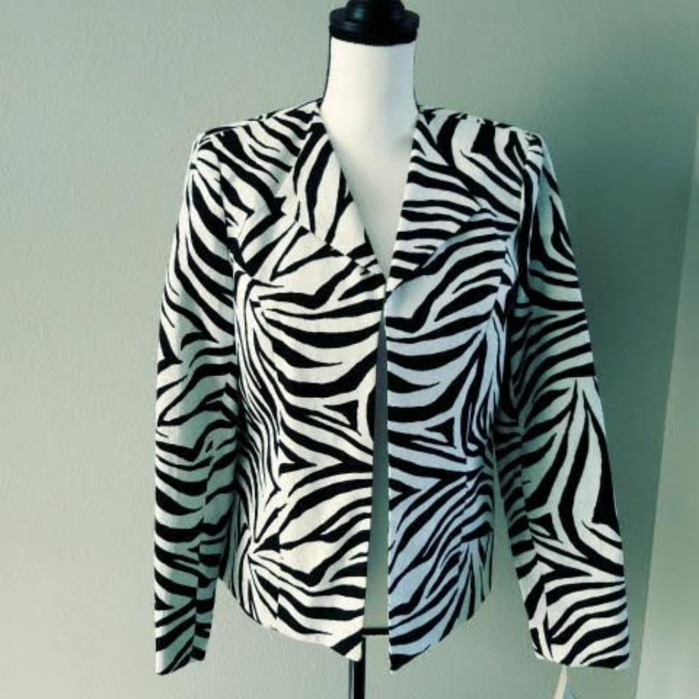 NWT - Julie Mitchell Urban Collection Zebra Print Jacket - Size 8